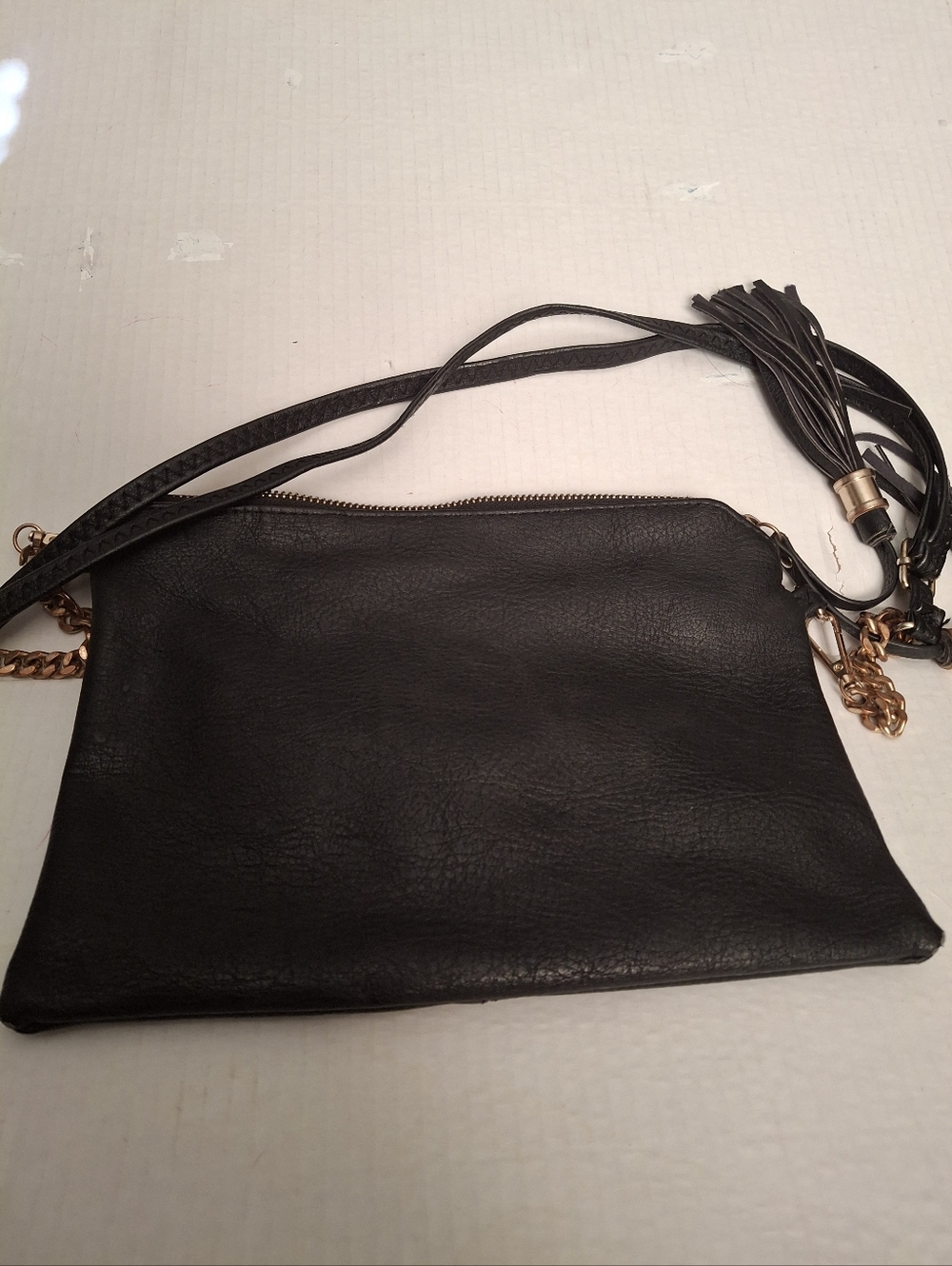 Black Tassel Crossbody Bag Chain Strap Vintage